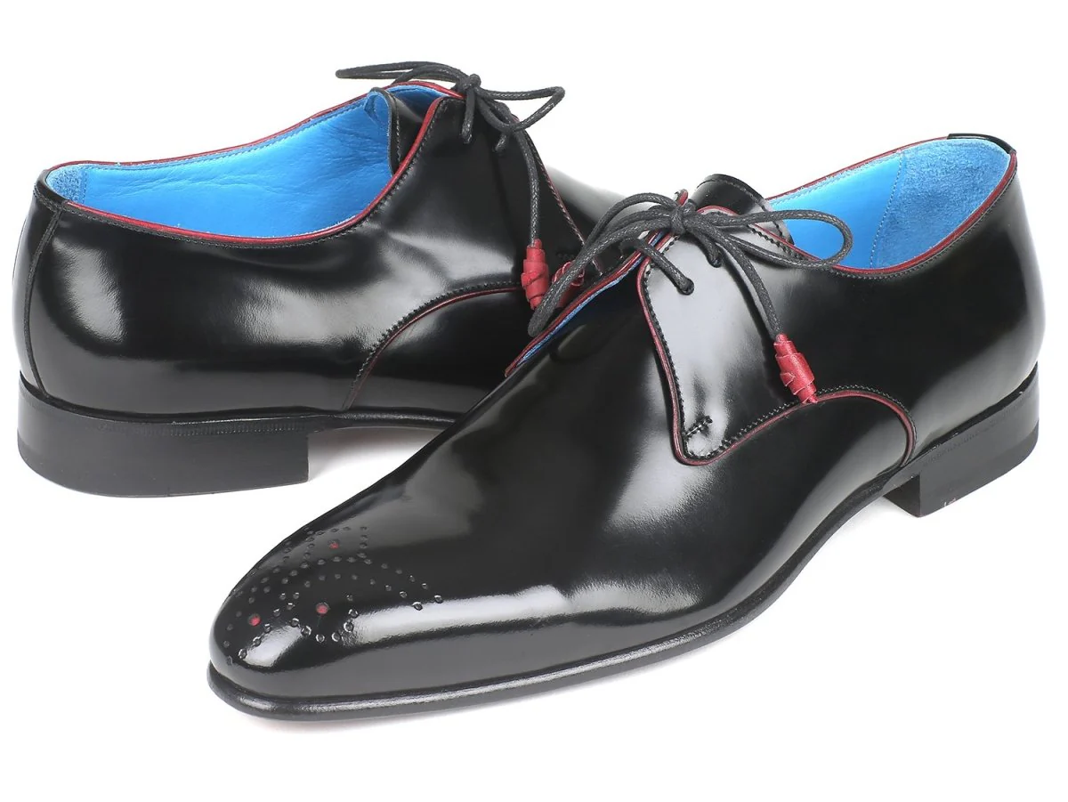 Paul Parkman Men's Medallion Toe Derby Shoes in Black - Image 3
