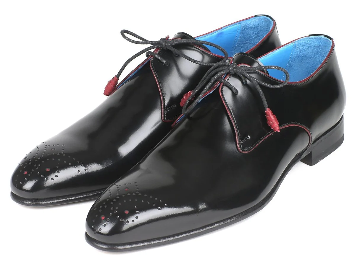Paul Parkman Men's Medallion Toe Derby Shoes in Black - Image 4