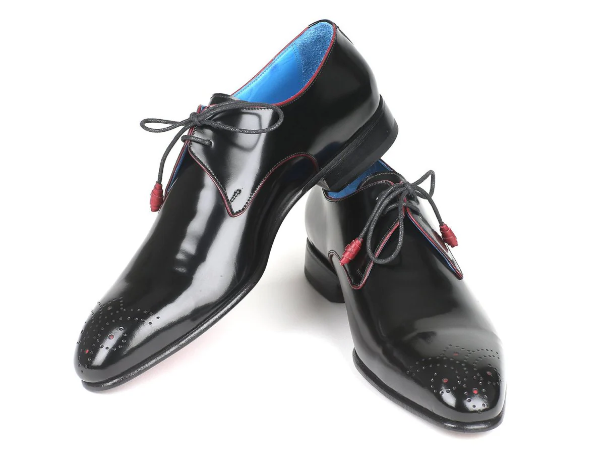 Paul Parkman Men's Medallion Toe Derby Shoes in Black - Image 5