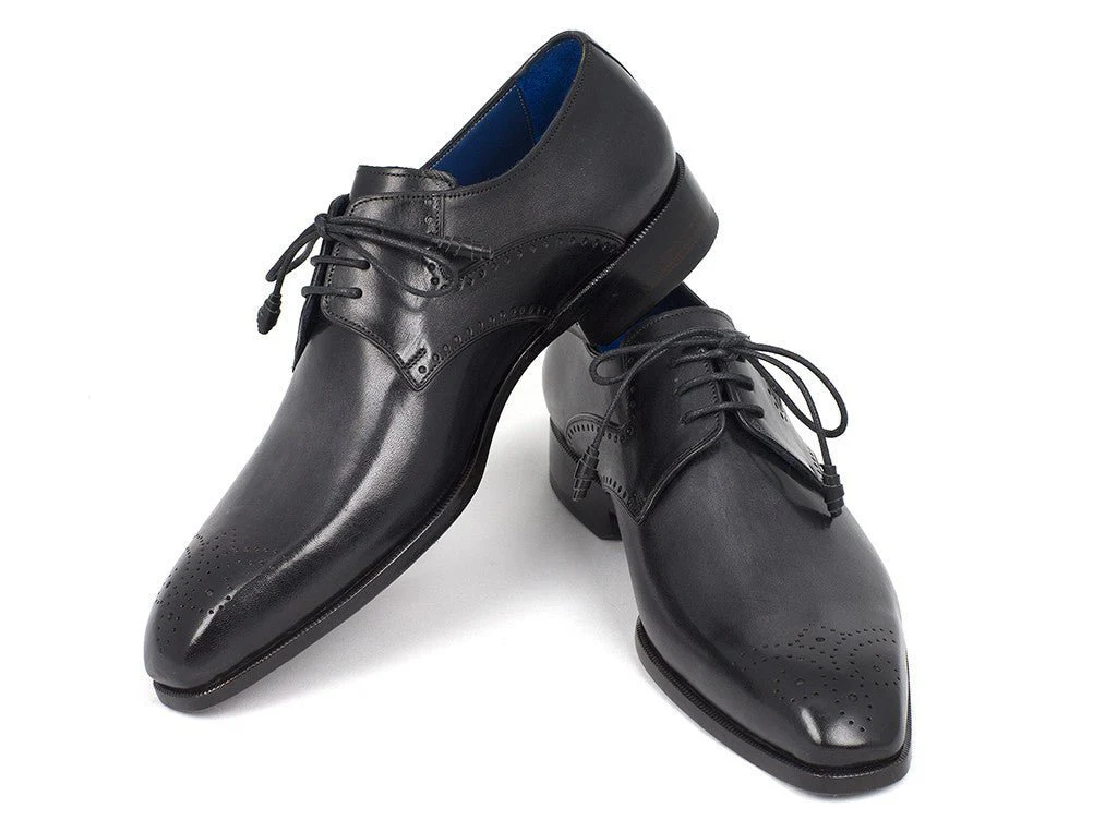 Paul Parkman Men's Medallion Toe Derby Shoes in Black - Image 4
