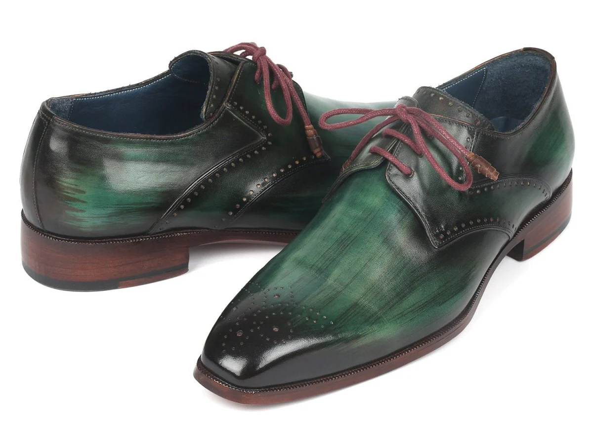 Paul Parkman Men's Medallion Toe Derby Shoes in Green - Image 2