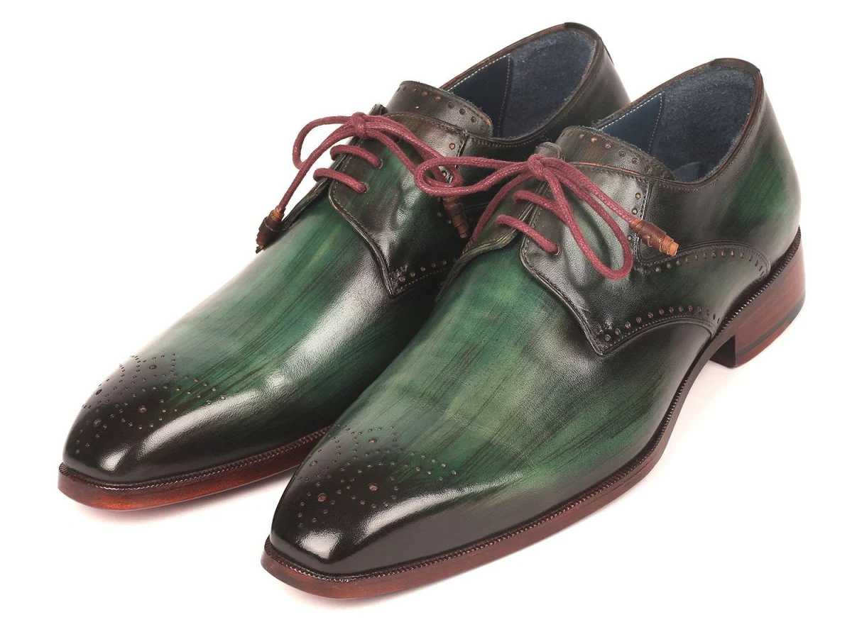 Paul Parkman Men's Medallion Toe Derby Shoes in Green - Image 6