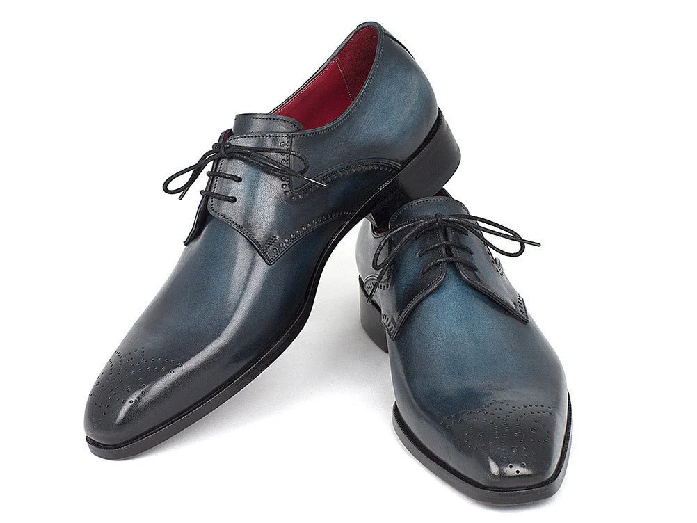 Paul Parkman Men's Medallion Toe Derby Shoes in Navy and Blue - Image 4