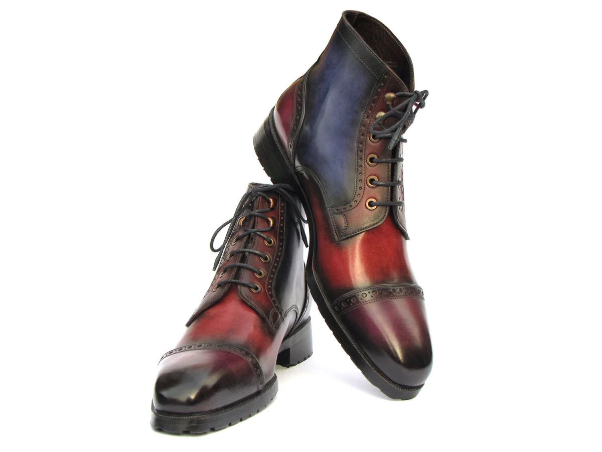 Paul Parkman Men's Multicolor Hand-Painted Cap Toe Boots - Image 3
