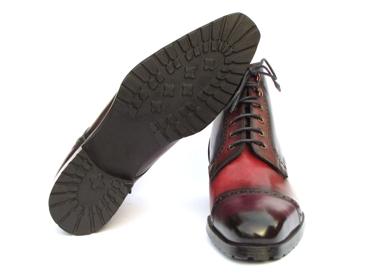 Paul Parkman Men's Multicolor Hand-Painted Cap Toe Boots - Image 4