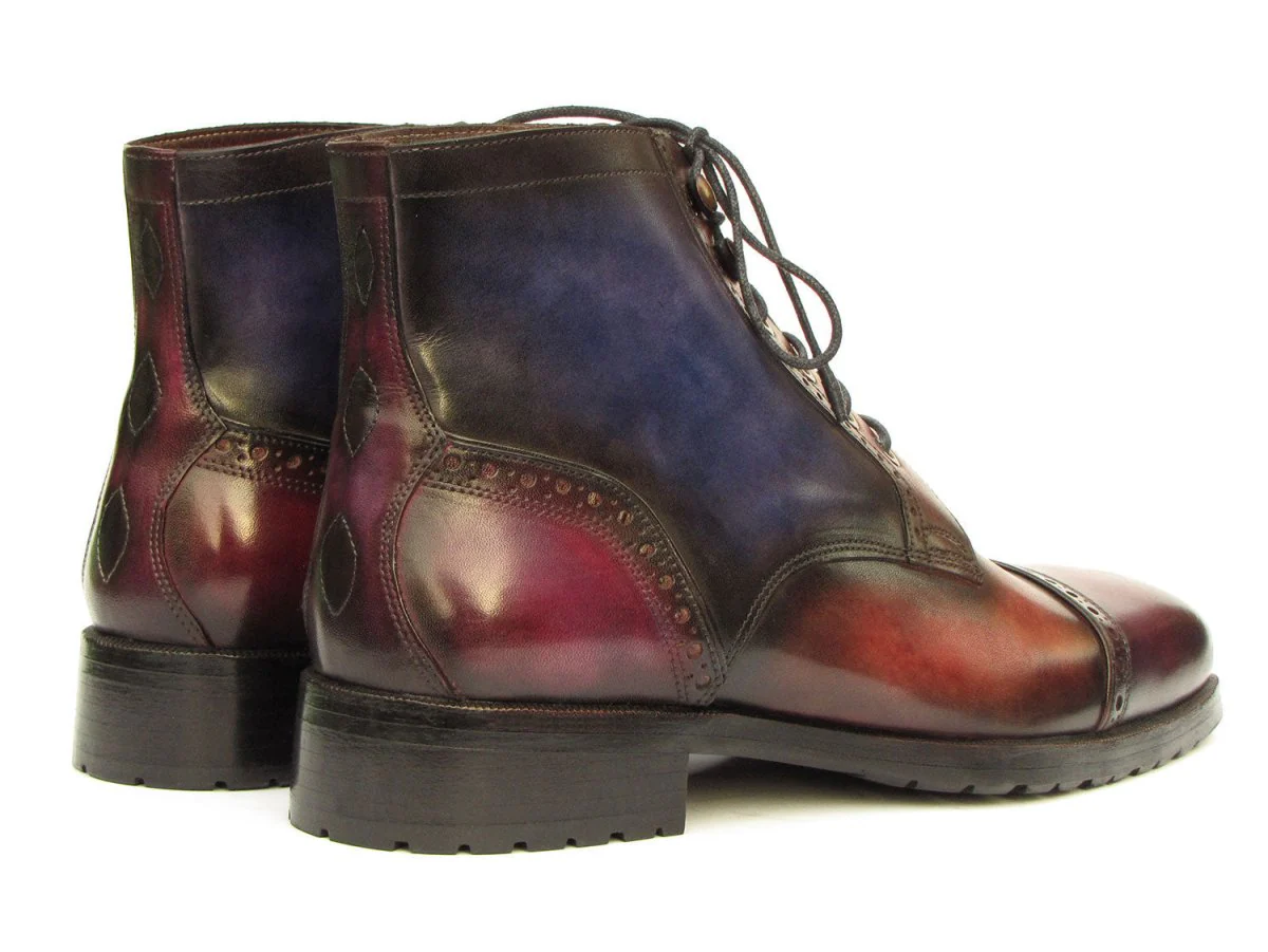 Paul Parkman Men's Multicolor Hand-Painted Cap Toe Boots (ID#BT9566-MLT) - Image 5