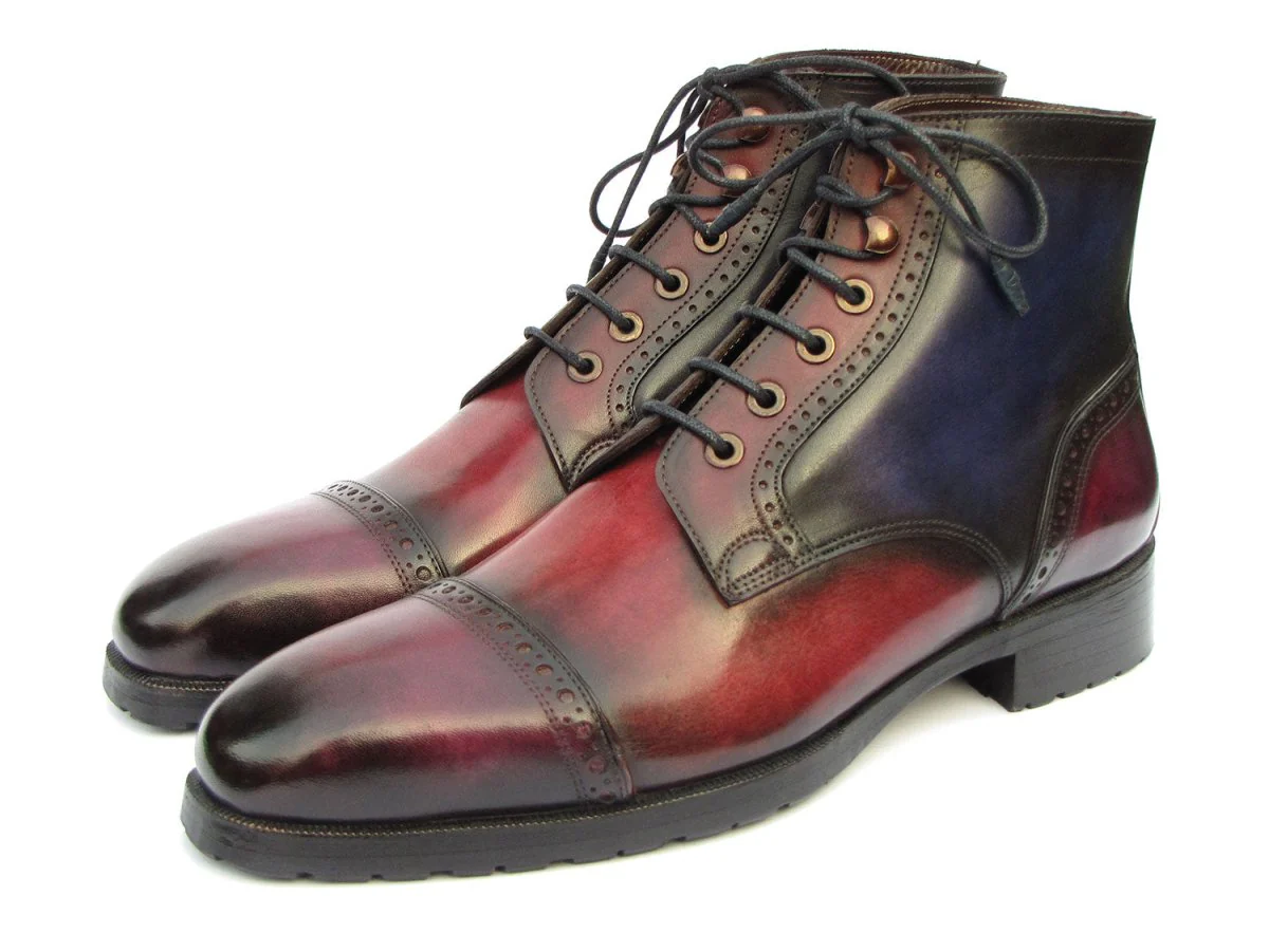 Paul Parkman Men's Multicolor Hand-Painted Cap Toe Boots (ID#BT9566-MLT) - Image 6