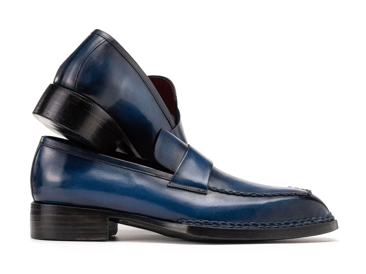 Paul Parkman Men's Norwegian Welted Loafers in Blue Patina - Image 2