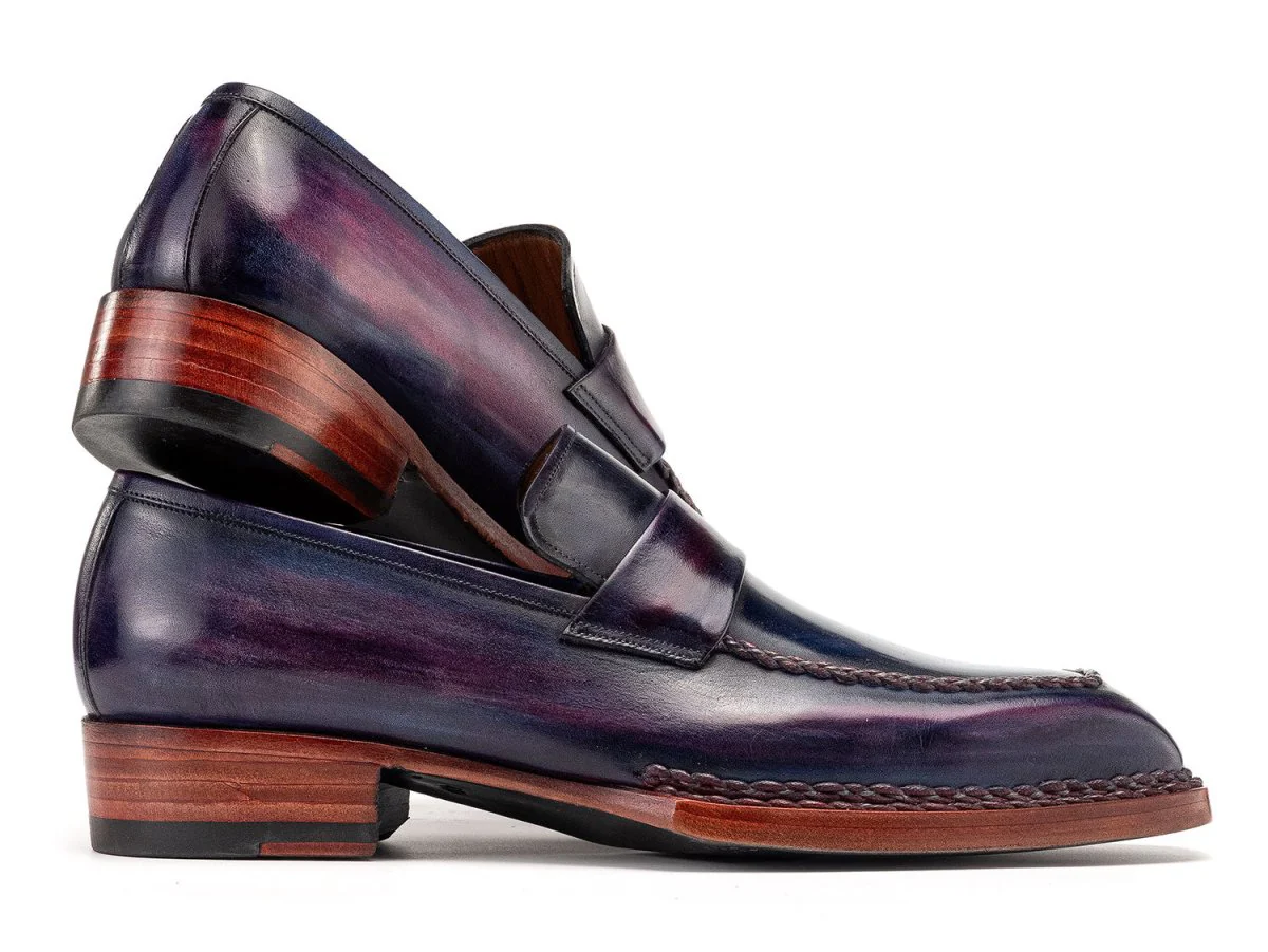 Paul Parkman Men's Norwegian Welted Loafers in Purple Patina - Image 2