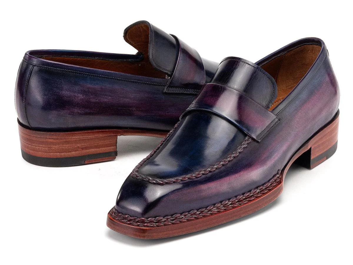 Paul Parkman Men's Norwegian Welted Loafers in Purple Patina - Image 5