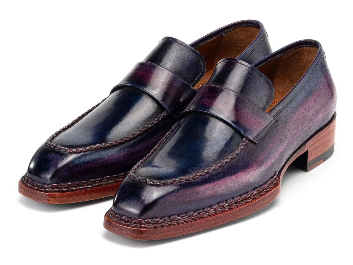 Paul Parkman Men's Norwegian Welted Loafers in Purple Patina - Image 6