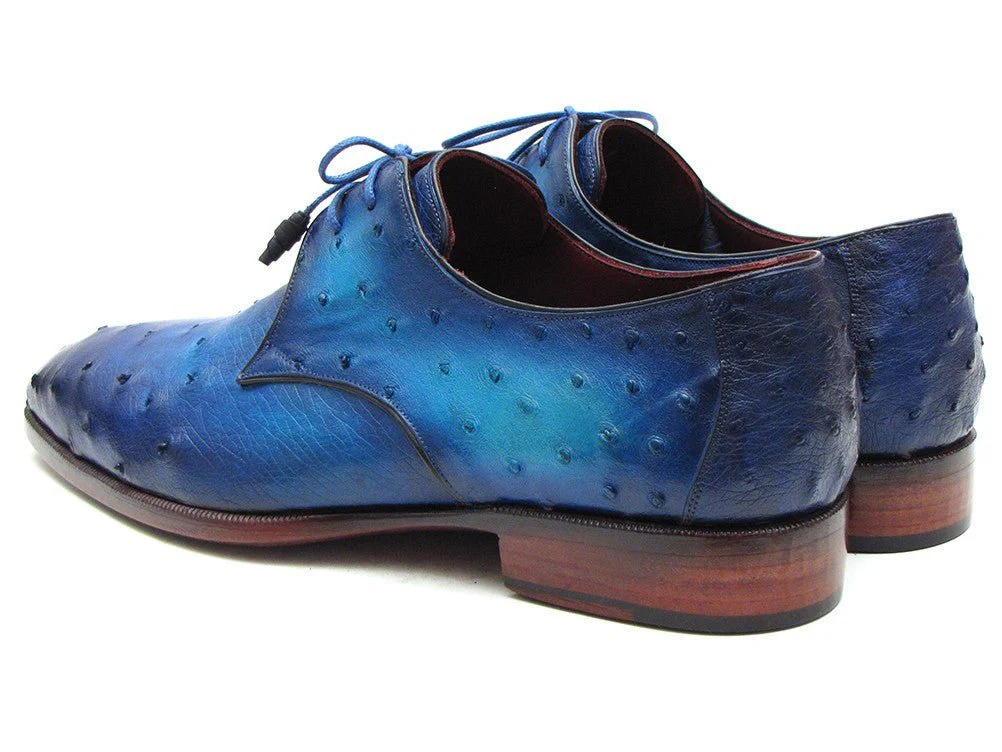 Paul Parkman Men's Ocean Color Genuine Ostrich Derby Shoes (ID#79V22) - Image 2