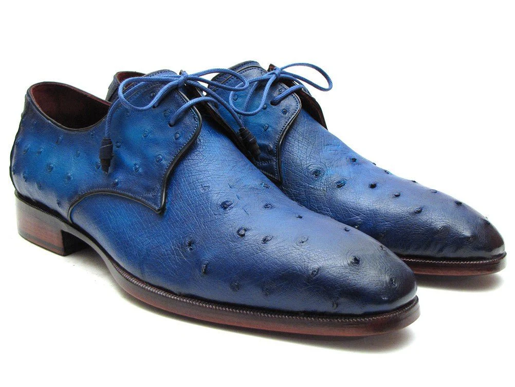 Paul Parkman Men's Ocean Color Genuine Ostrich Derby Shoes (ID#79V22) - Image 5