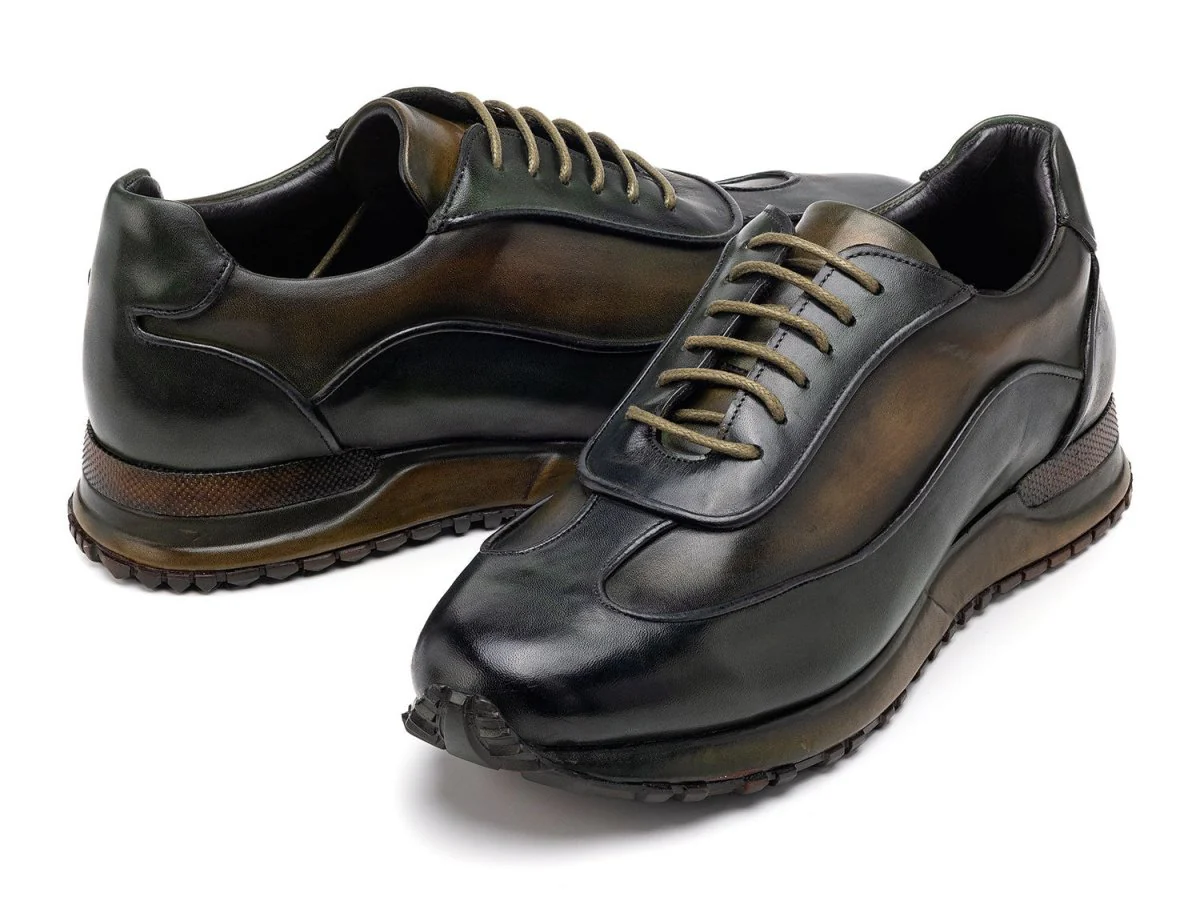 Paul Parkman Men's Patina Leather Sneakers in Green - Image 2