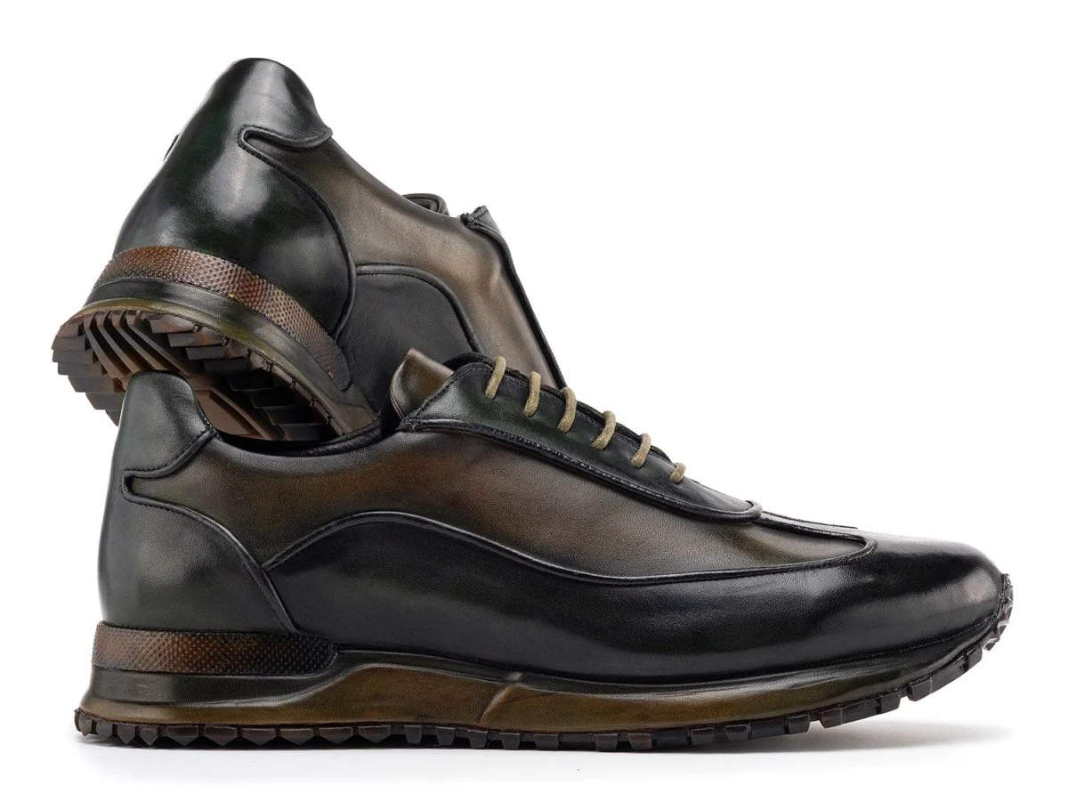 Paul Parkman Men's Patina Leather Sneakers in Green - Image 4