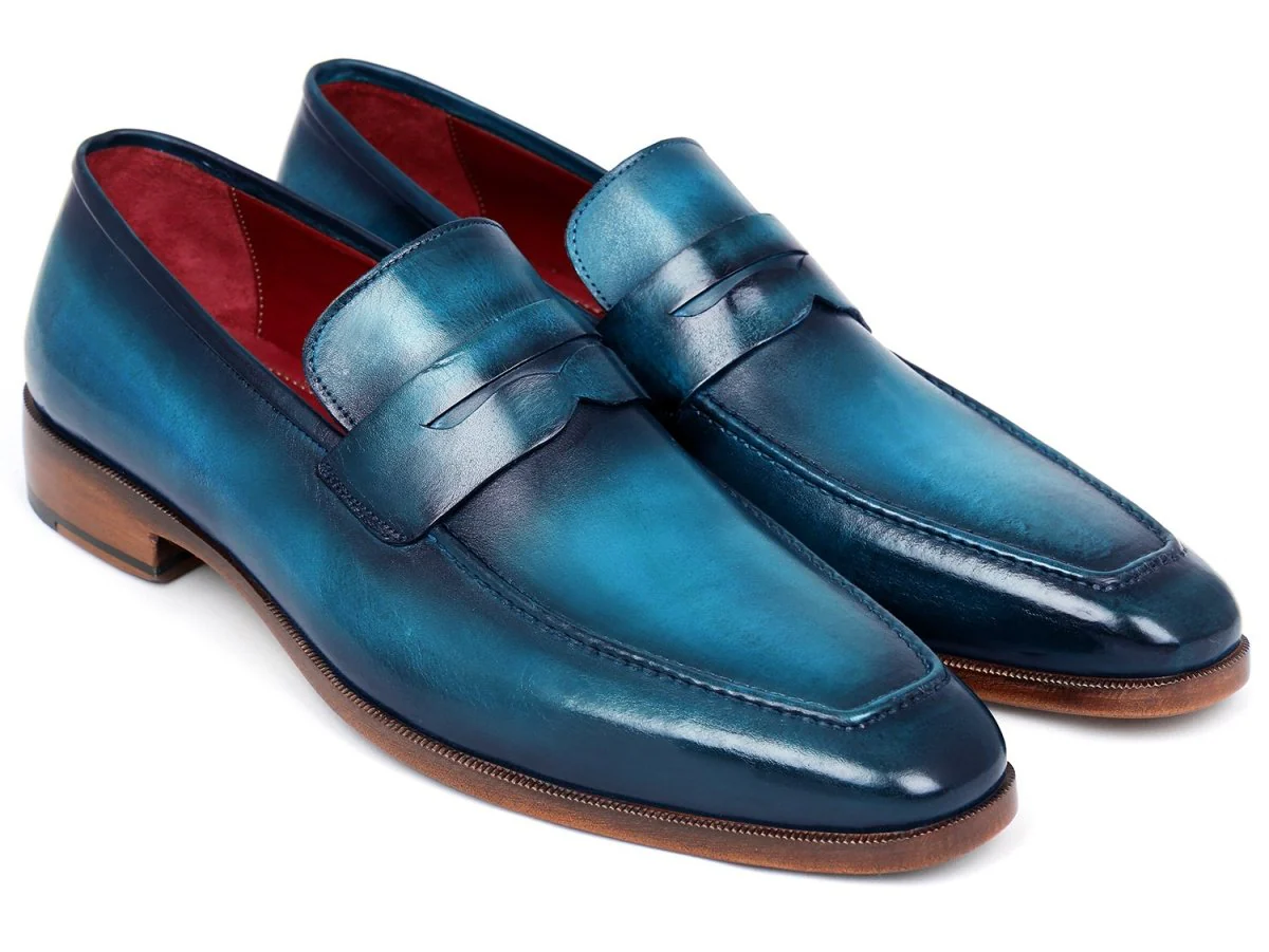Paul Parkman Men's Penny Loafer Blue and Turquoise Calfskin (ID#10TQ84)