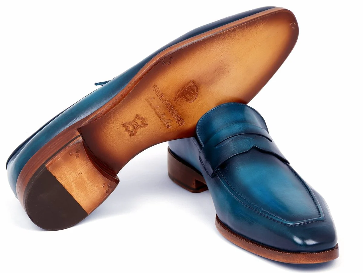Paul Parkman Men's Penny Loafer Blue and Turquoise Calfskin (ID#10TQ84) - Image 2