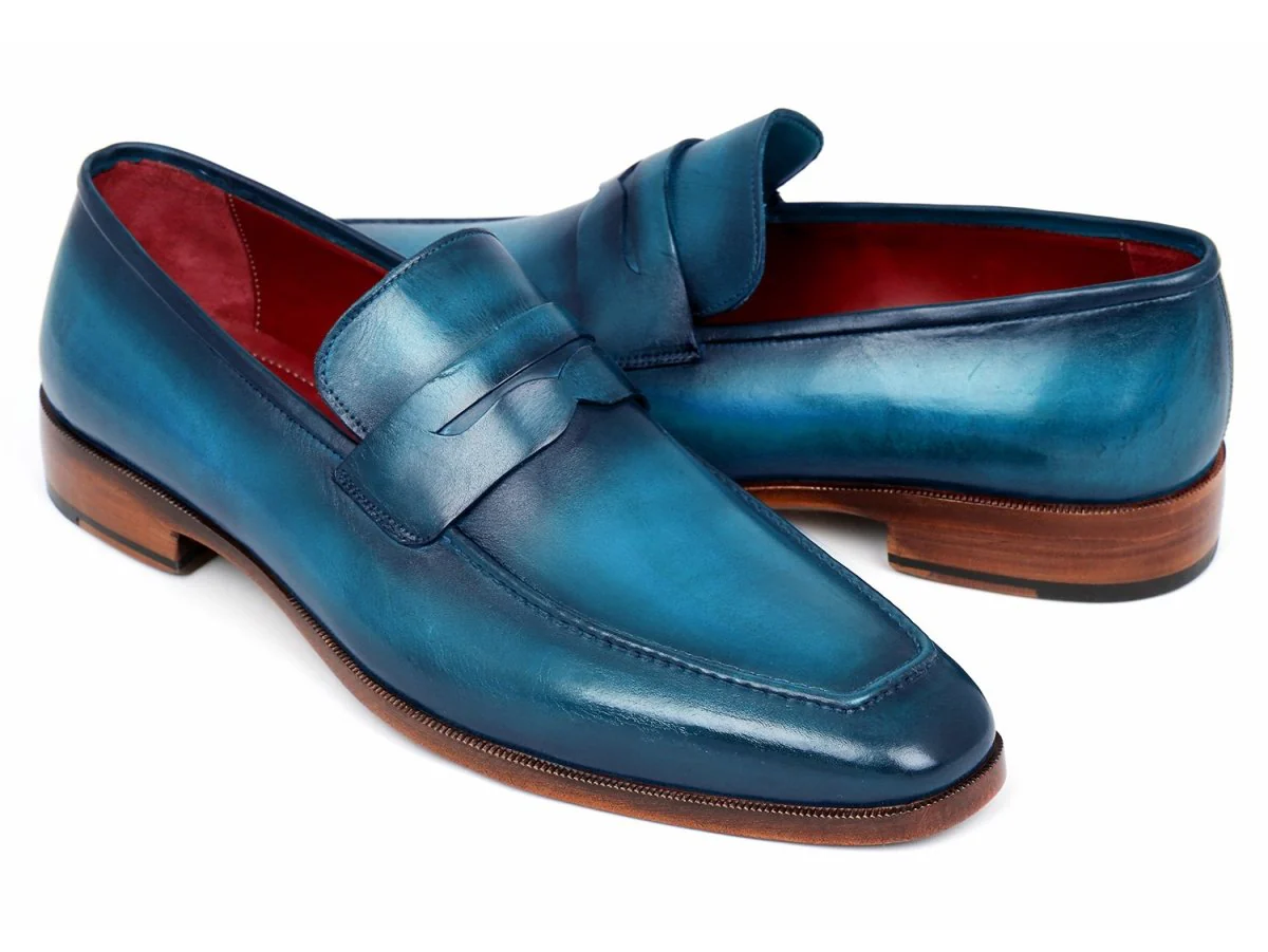 Paul Parkman Men's Penny Loafer Blue and Turquoise Calfskin (ID#10TQ84) - Image 4