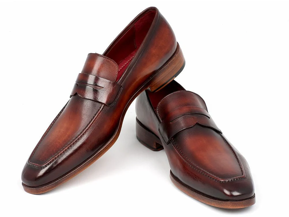 Paul Parkman Men's Penny Loafer Bordeaux and Brown Calfskin (ID#10FD61) - Image 2