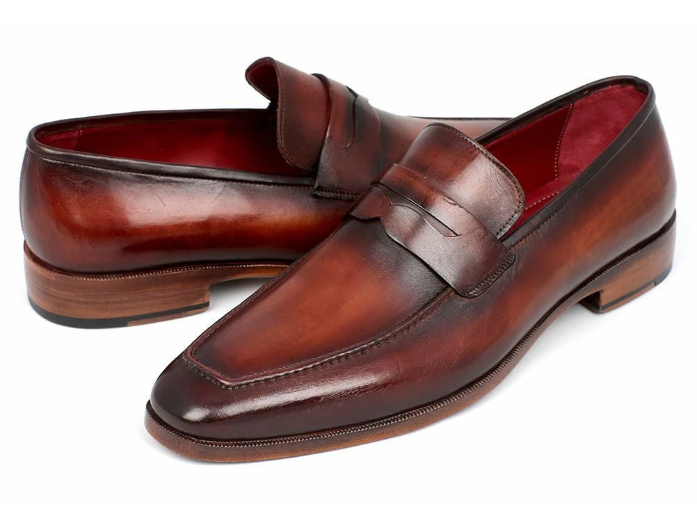 Paul Parkman Men's Penny Loafer Bordeaux and Brown Calfskin (ID#10FD61) - Image 4