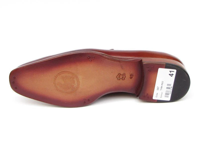 Paul Parkman Men's Penny Loafer Tobacco and Bordeaux Hand-Painted Shoes (ID#067-BRD) - Image 2