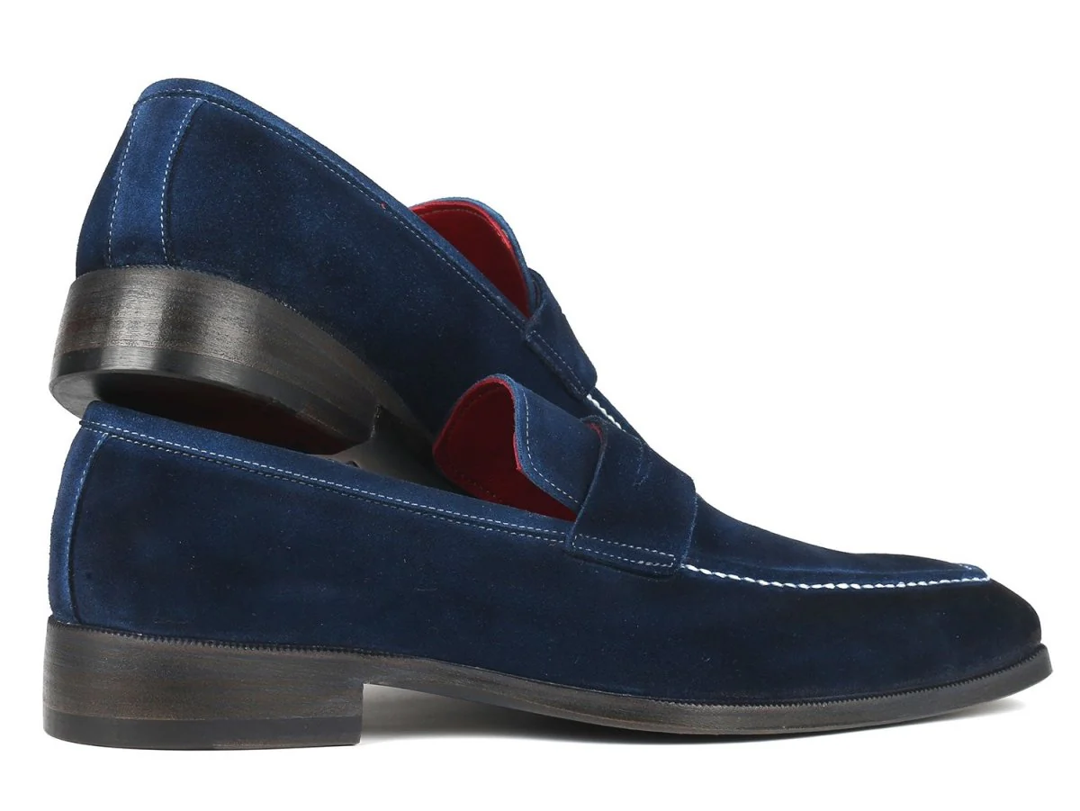 Paul Parkman Men's Penny Loafers Navy Suede (ID#10SD21) - Image 3