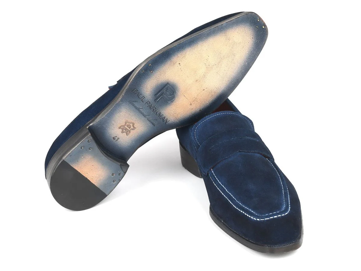 Paul Parkman Men's Penny Loafers Navy Suede (ID#10SD21) - Image 5