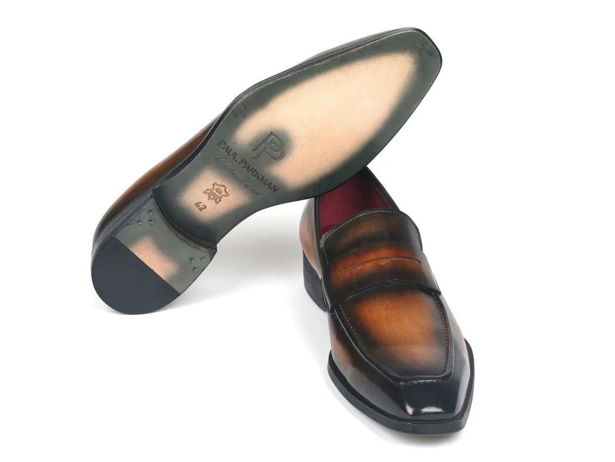 Paul Parkman Men's Penny Loafers Olive Brown (ID#10LZ24) - Image 6
