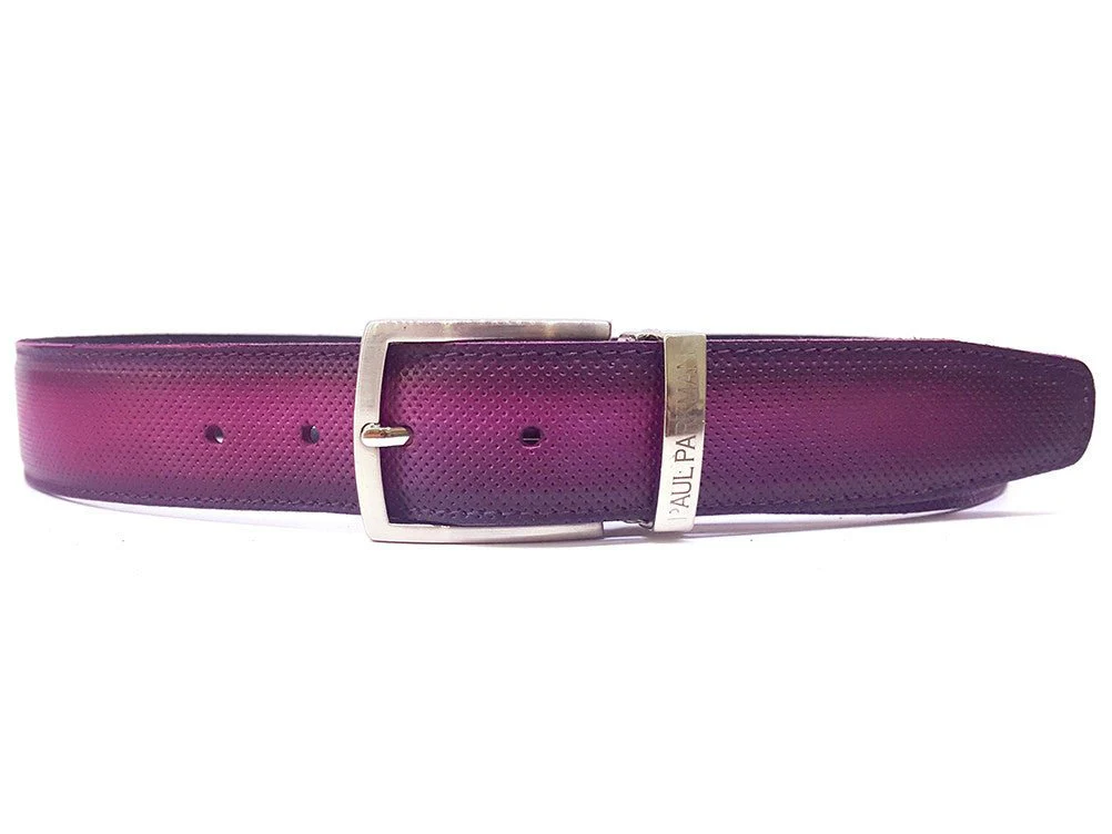 Paul Parkman Men's Perforated Leather Belt Purple (ID#B08-RP)