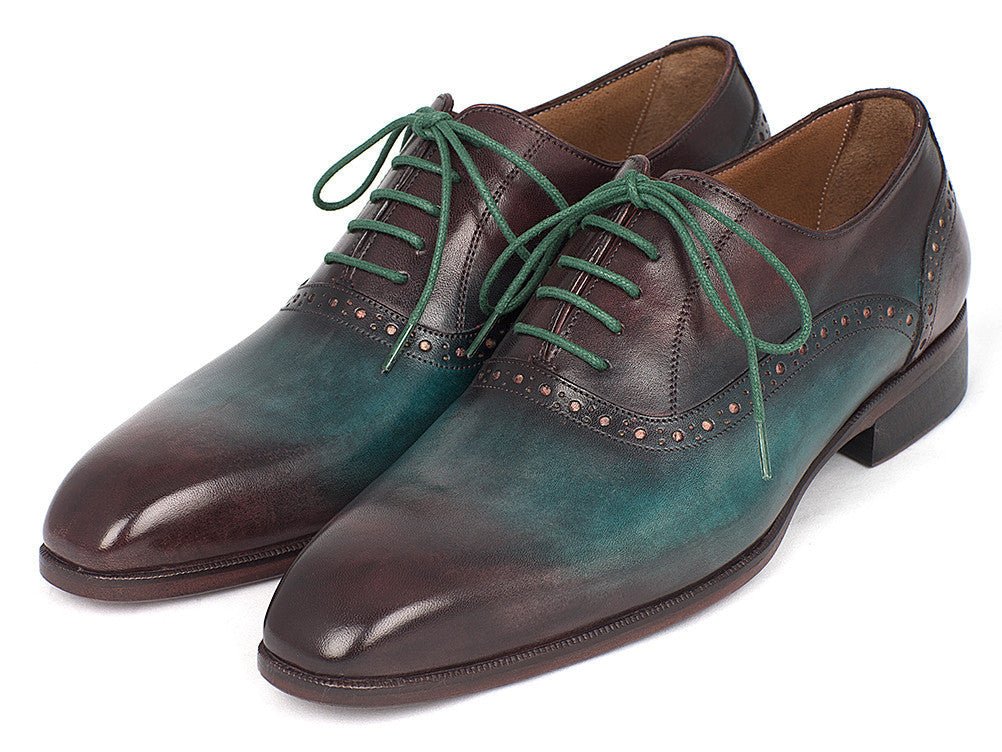 Paul Parkman Men's Plain Toe Oxfords in Green and Bordeaux - Image 5