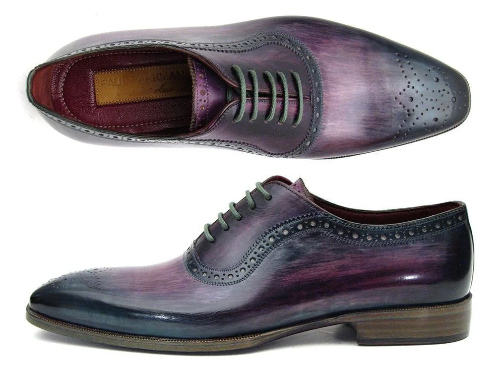 Paul Parkman Men's Purple and Navy Medallion Toe Oxfords (ID#PR88TT)