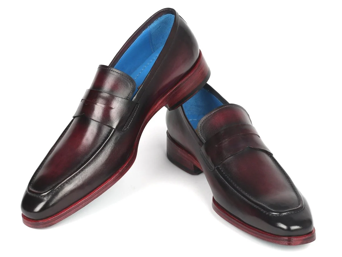 Paul Parkman Men's Purple Burnished Penny Loafers (ID#10PR23) - Image 5