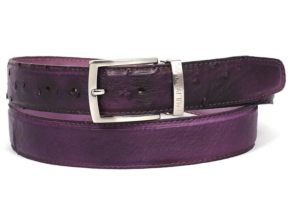 Paul Parkman Men's Purple Genuine Ostrich Belt (ID#B04-RP)