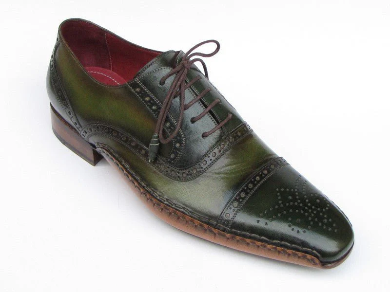 Paul Parkman Men's Side Handsewn Captoe Oxfords Green (ID#5032-GREEN) - Image 2