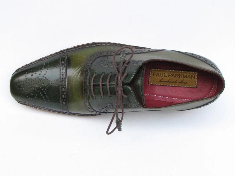 Paul Parkman Men's Side Handsewn Captoe Oxfords Green (ID#5032-GREEN) - Image 6