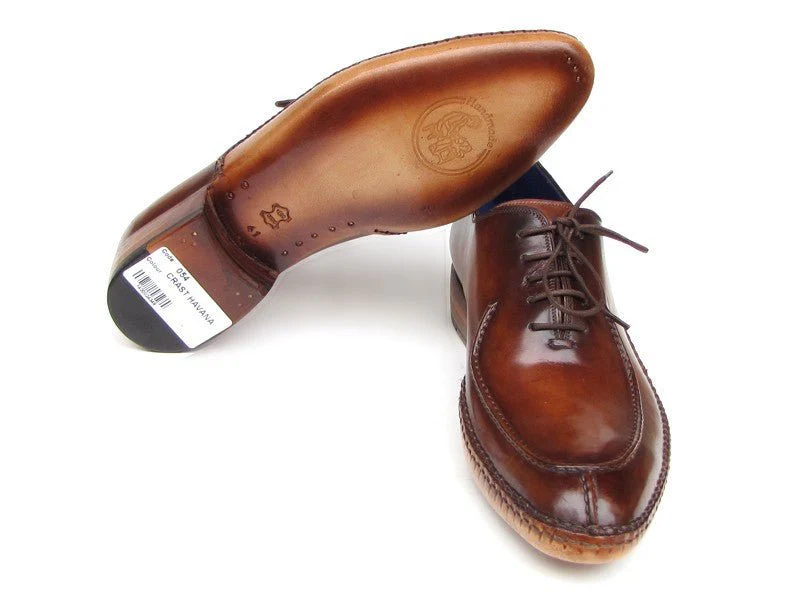 Paul Parkman Men's Side Handsewn Leather Split-toe Oxfords in Brown - Image 6
