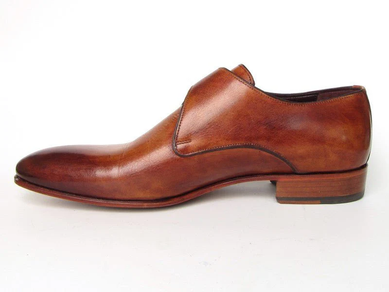 Paul Parkman Men's Side Handsewn Monkstrap Shoes in Tobacco - Image 4