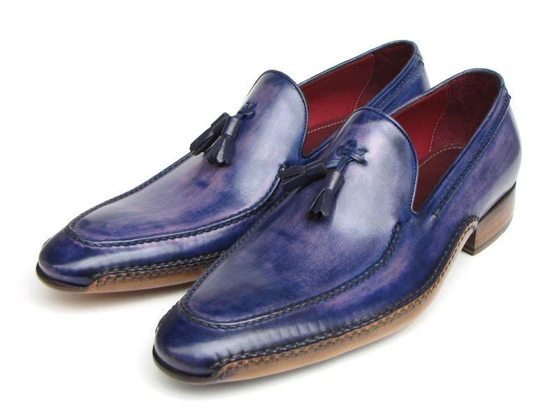 Paul Parkman Men's Side Handsewn Tassel Loafer Blue and Purple (ID#082-BLU-RP) - Image 2