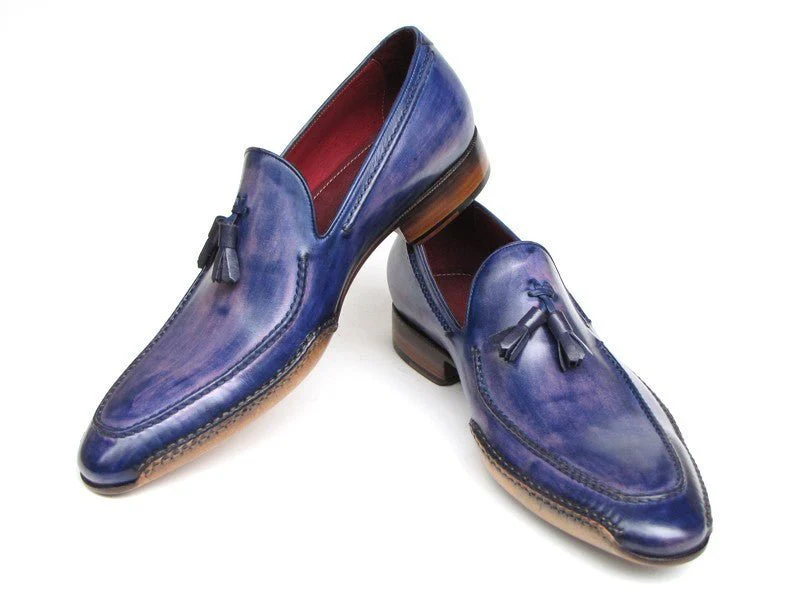 Paul Parkman Men's Side Handsewn Tassel Loafer Blue and Purple (ID#082-BLU-RP) - Image 3