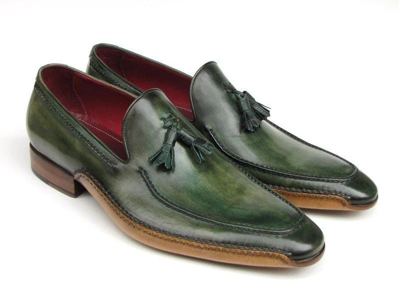 Paul Parkman Men's Side Handsewn Tassel Loafer Green Shoes (ID#082-GREEN) - Image 2