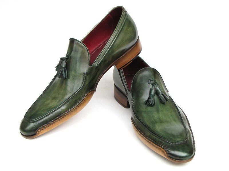 Paul Parkman Men's Side Handsewn Tassel Loafer Green Shoes (ID#082-GREEN) - Image 5