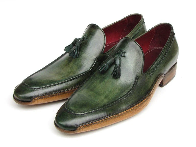 Paul Parkman Men's Side Handsewn Tassel Loafer Green Shoes (ID#082-GREEN) - Image 6