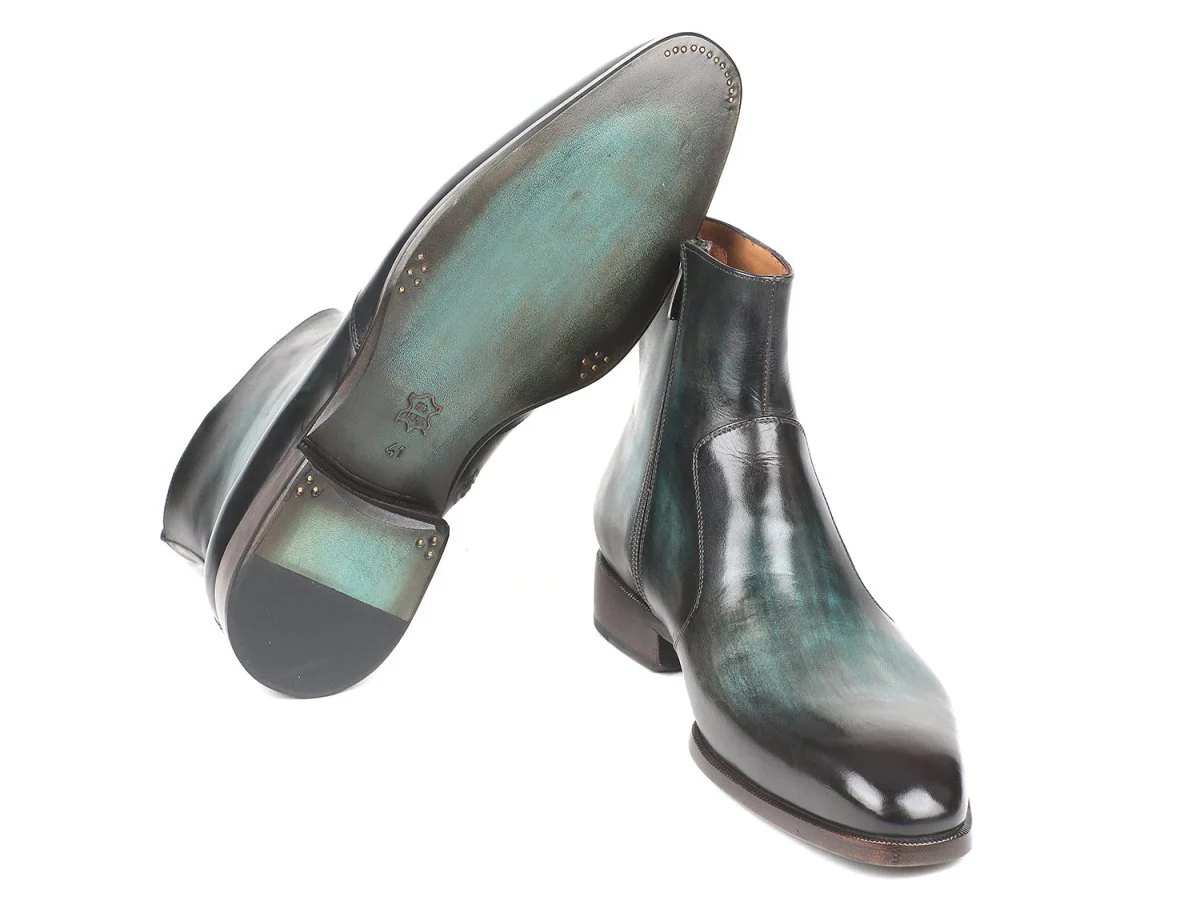 Paul Parkman Men's Side Zipper Boots in Turquoise Burnished - Image 6