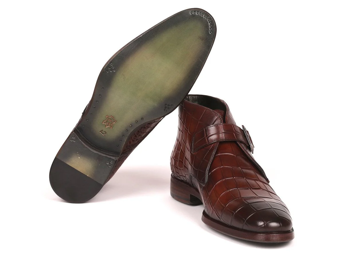 Paul Parkman Men's Single Monk Strap Ankle Boots in Brown - Image 3