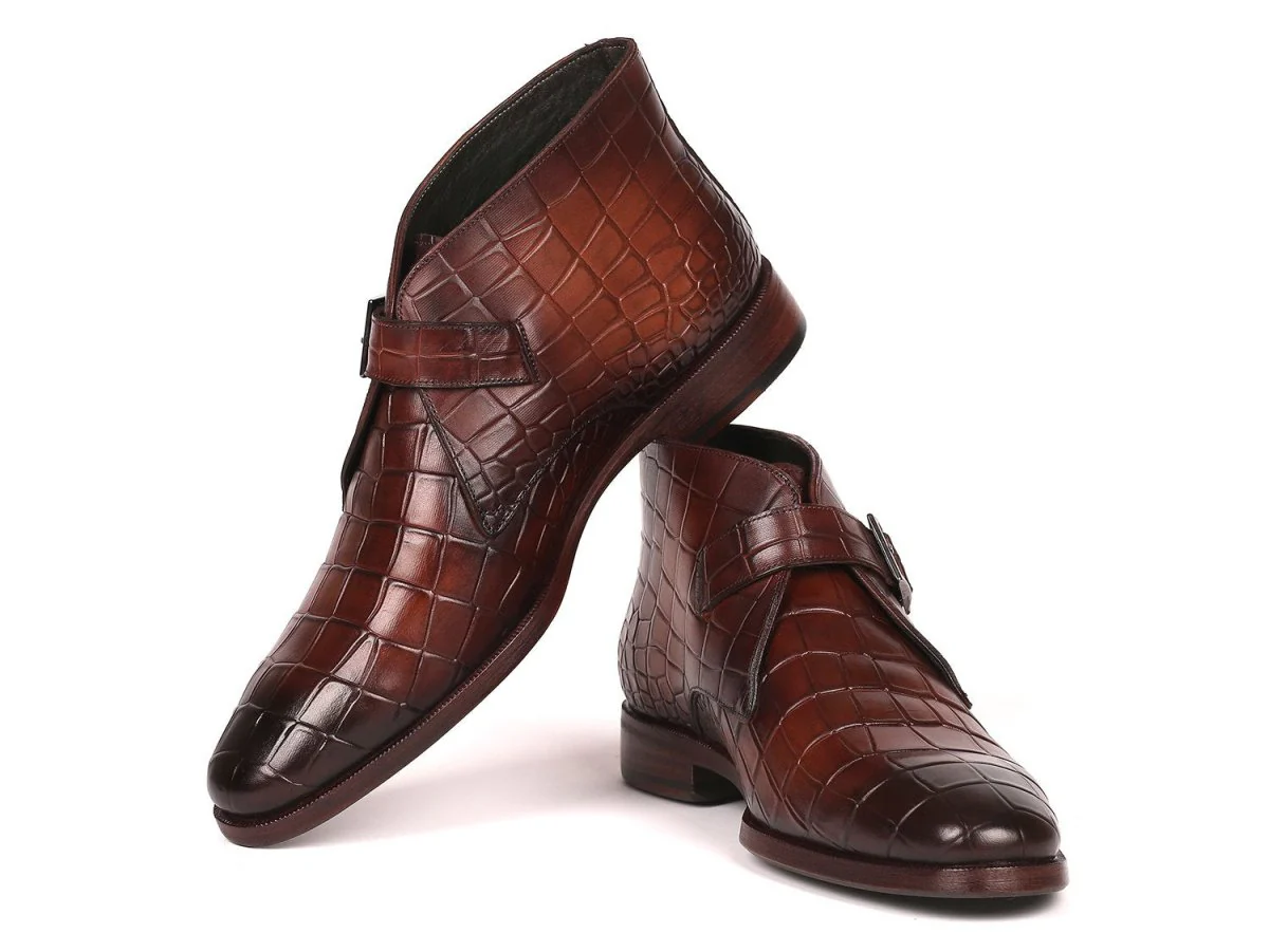 Paul Parkman Men's Single Monk Strap Ankle Boots in Brown - Image 4