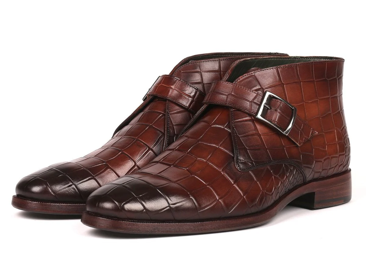 Paul Parkman Men's Single Monk Strap Ankle Boots in Brown - Image 5