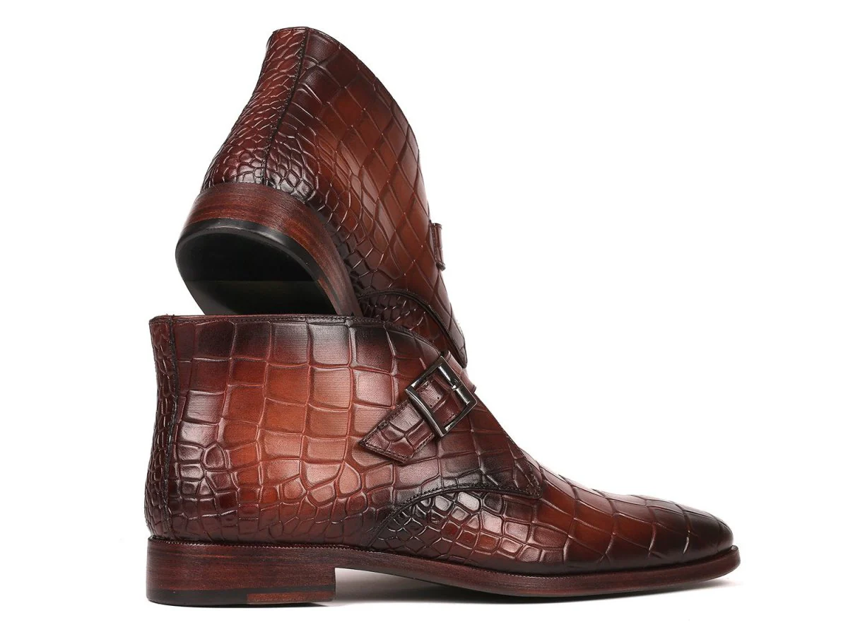 Paul Parkman Men's Single Monk Strap Ankle Boots in Brown - Image 6