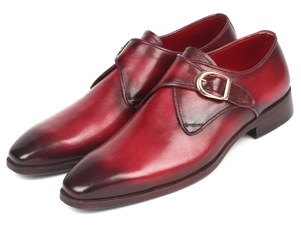 Paul Parkman Men's Single Monkstrap Shoes Burgundy Leather (ID#DW984P) - Image 6