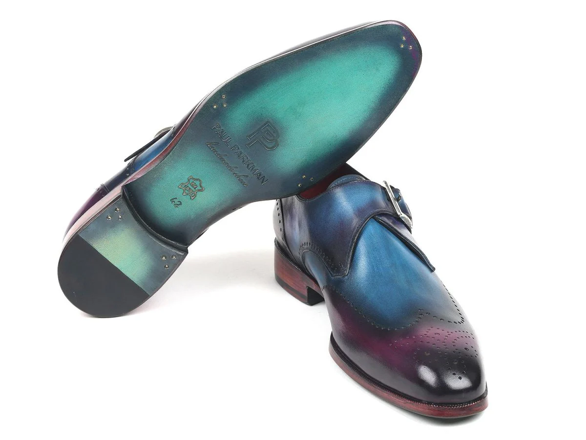 Paul Parkman Men's Single Monkstraps in Blue and Purple - Image 3