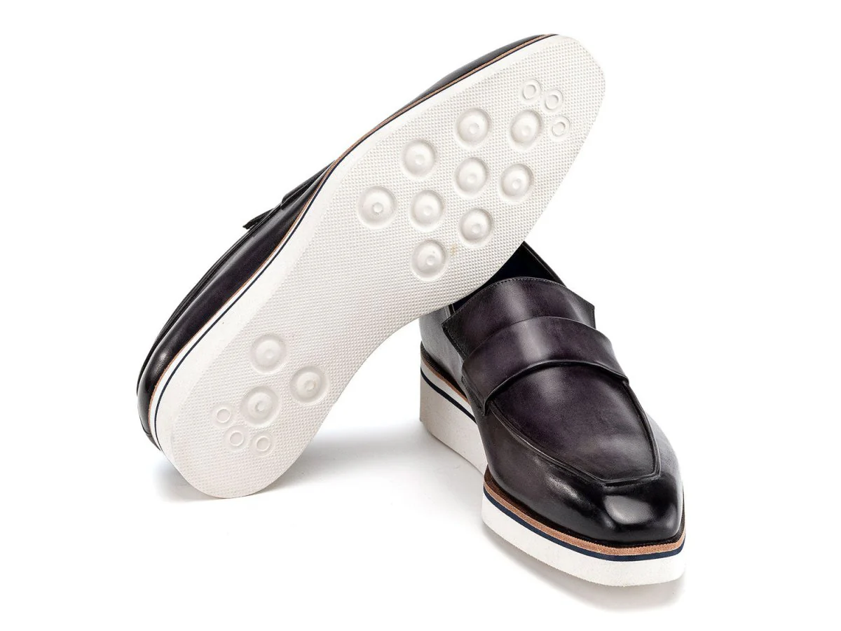 Paul Parkman Men's Smart Casual Leather Loafers in Grey - Image 3